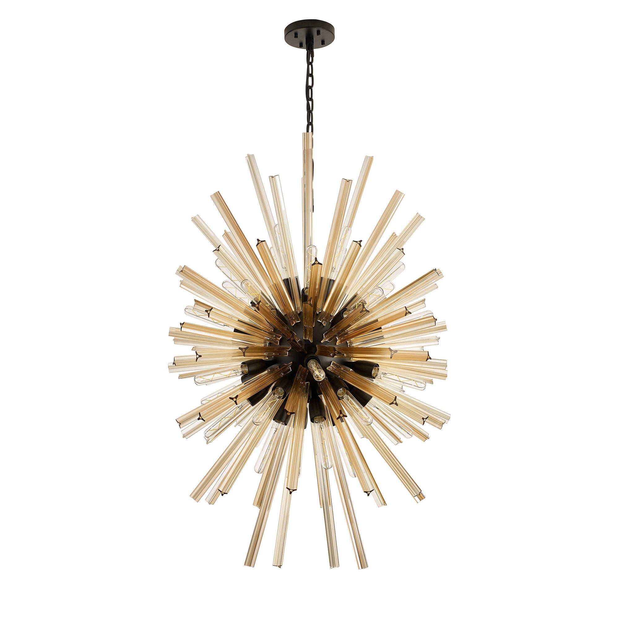 NL88359 Clover 32 Light Oval Pendant Matt Black Champagne Gold