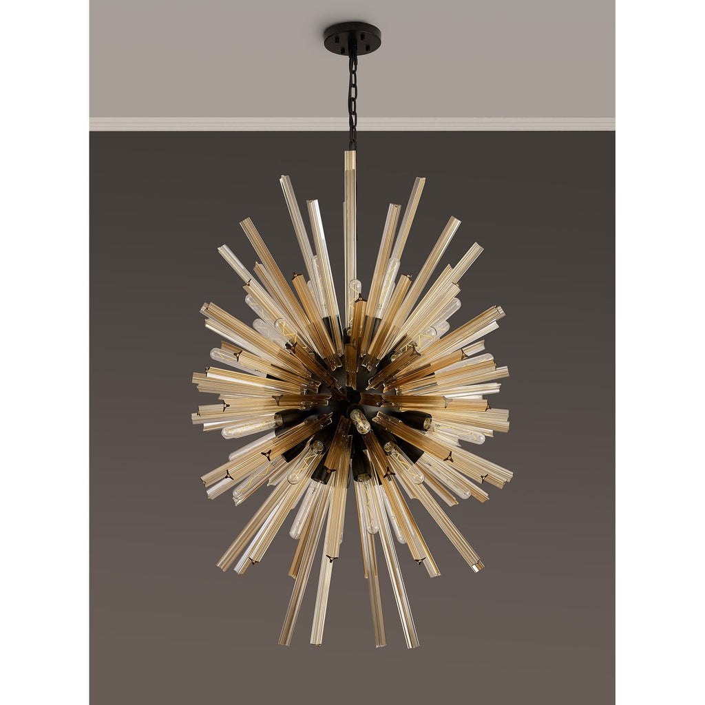 NL88359 Clover 32 Light Oval Pendant Matt Black Champagne Gold