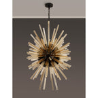NL88359 Clover 32 Light Oval Pendant Matt Black Champagne Gold