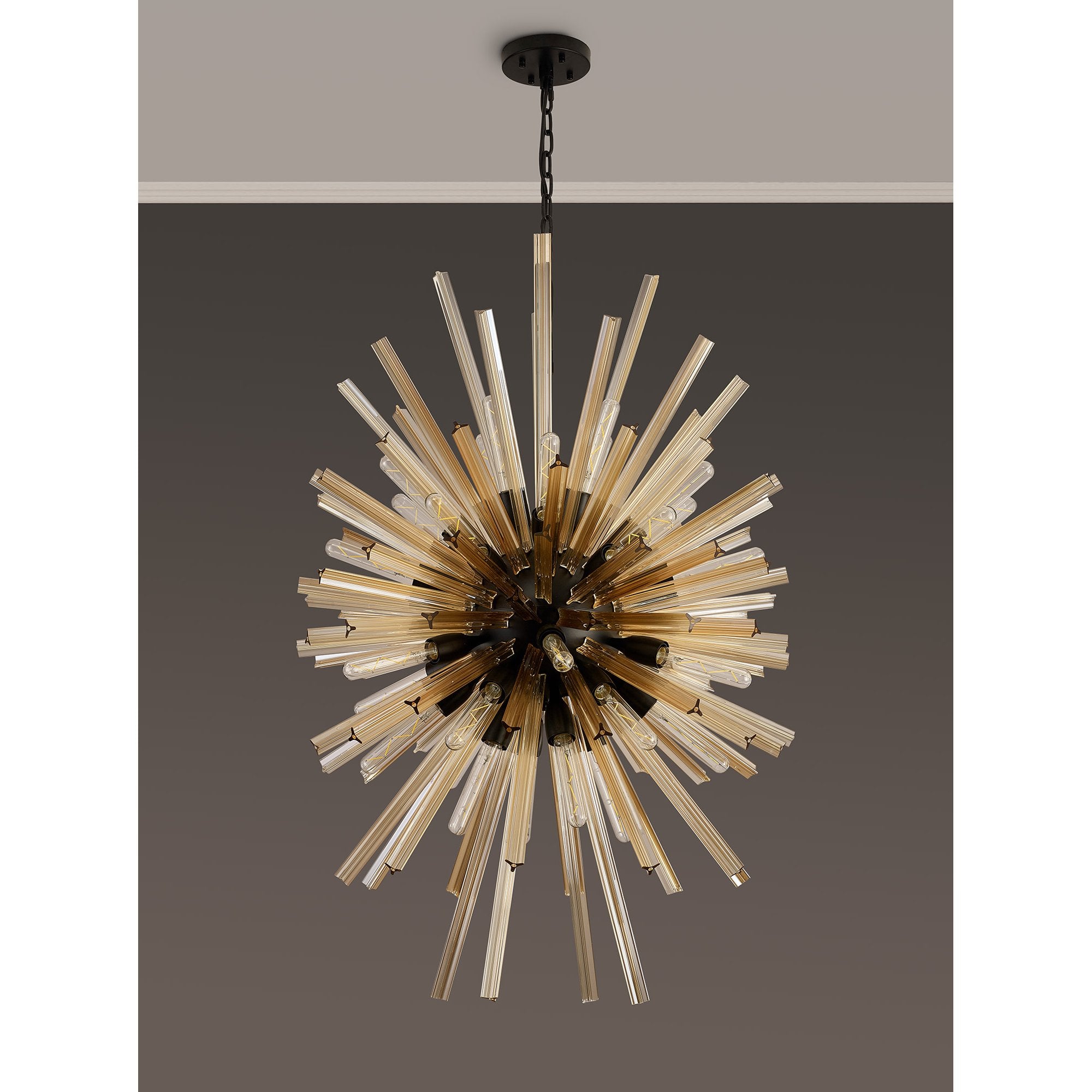 NL88359 Clover 32 Light Oval Pendant Matt Black Champagne Gold