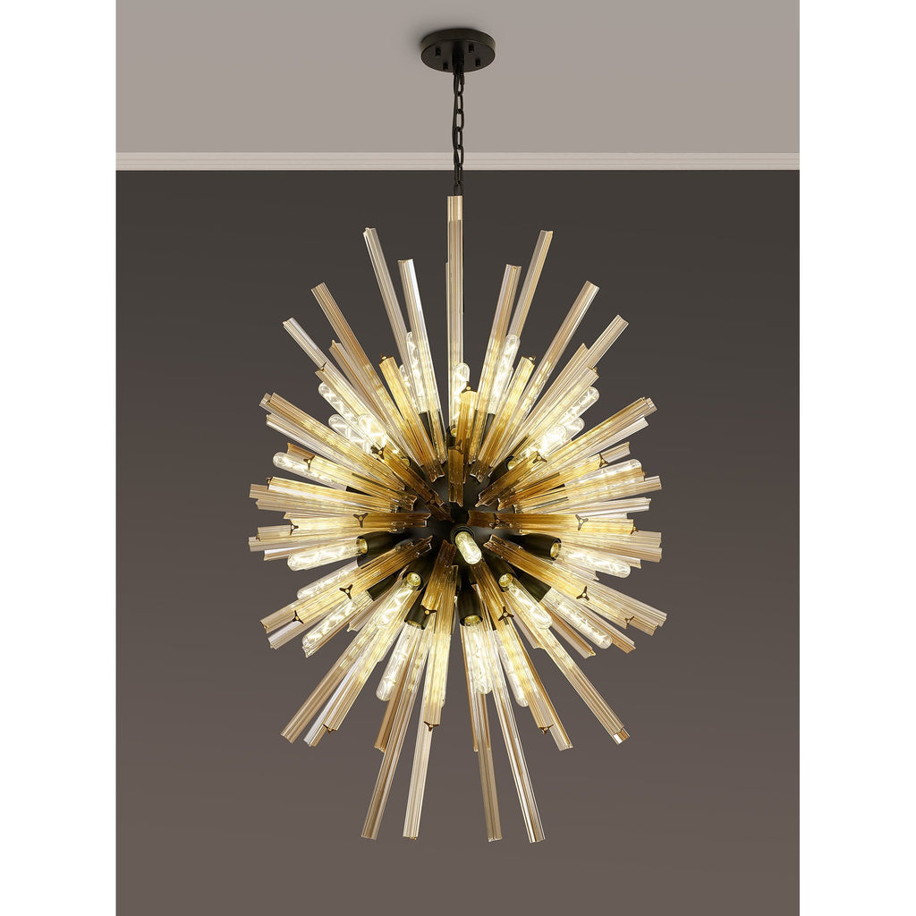 NL88359 Clover 32 Light Oval Pendant Matt Black Champagne Gold