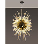 NL88359 Clover 32 Light Oval Pendant Matt Black Champagne Gold