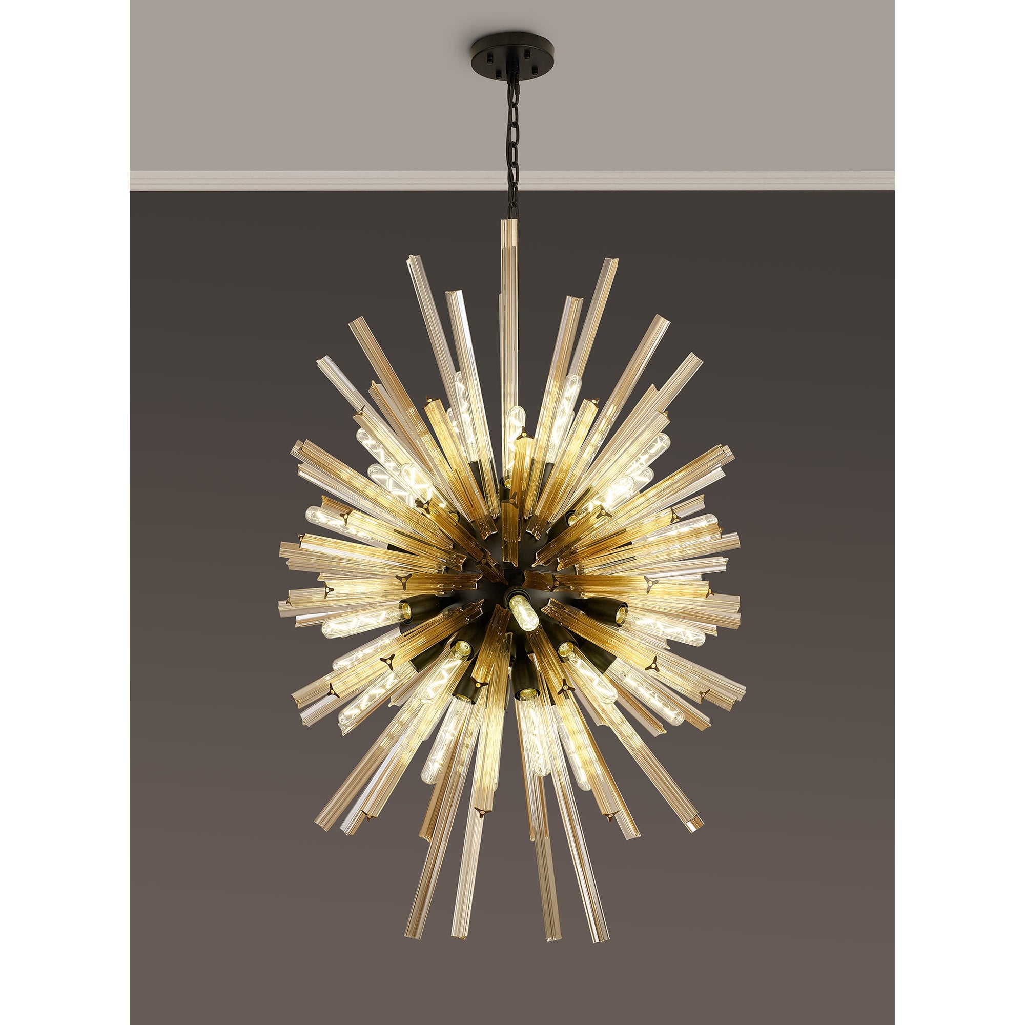 NL88359 Clover 32 Light Oval Pendant Matt Black Champagne Gold