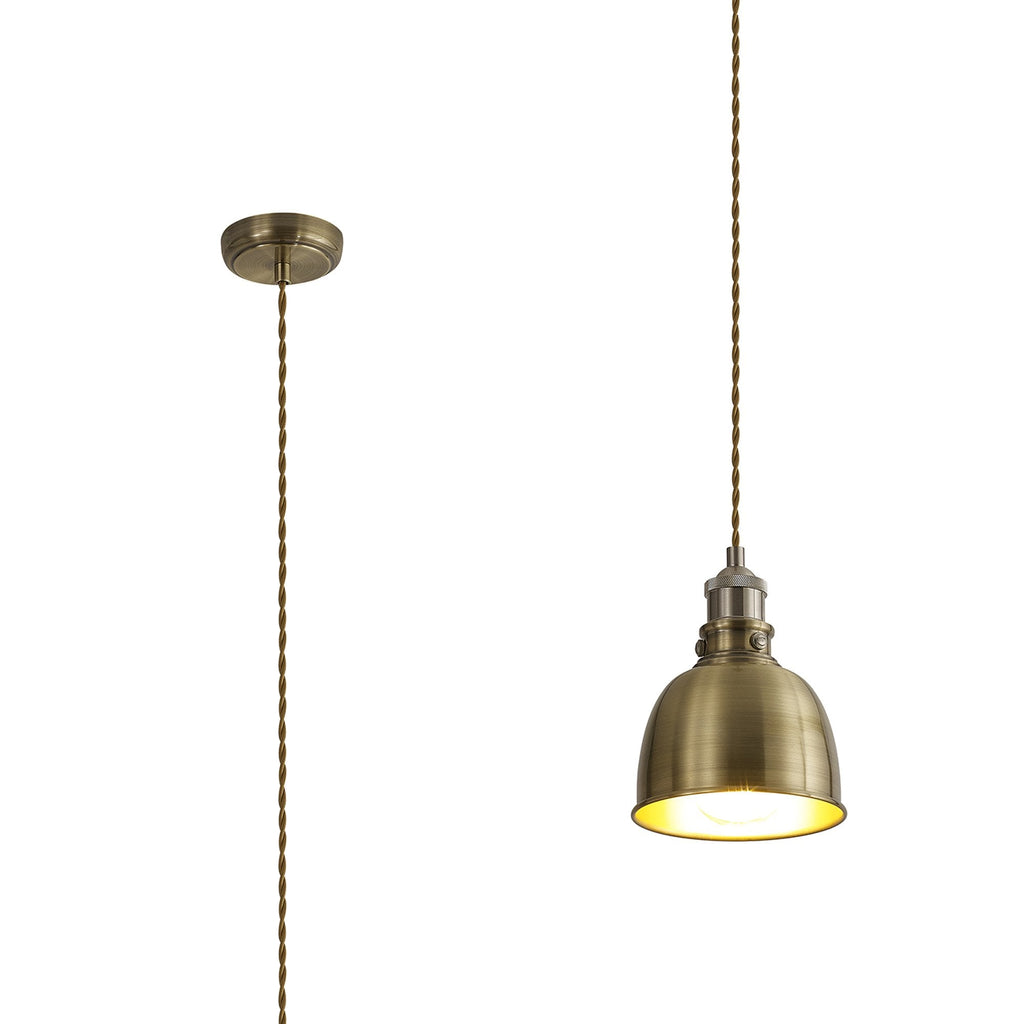 NL85369 Corfu 1 Light Small Pendant Antique Brass Satin Nickel