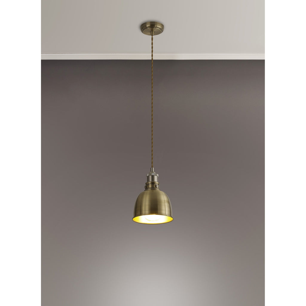 NL85369 Corfu 1 Light Small Pendant Antique Brass Satin Nickel