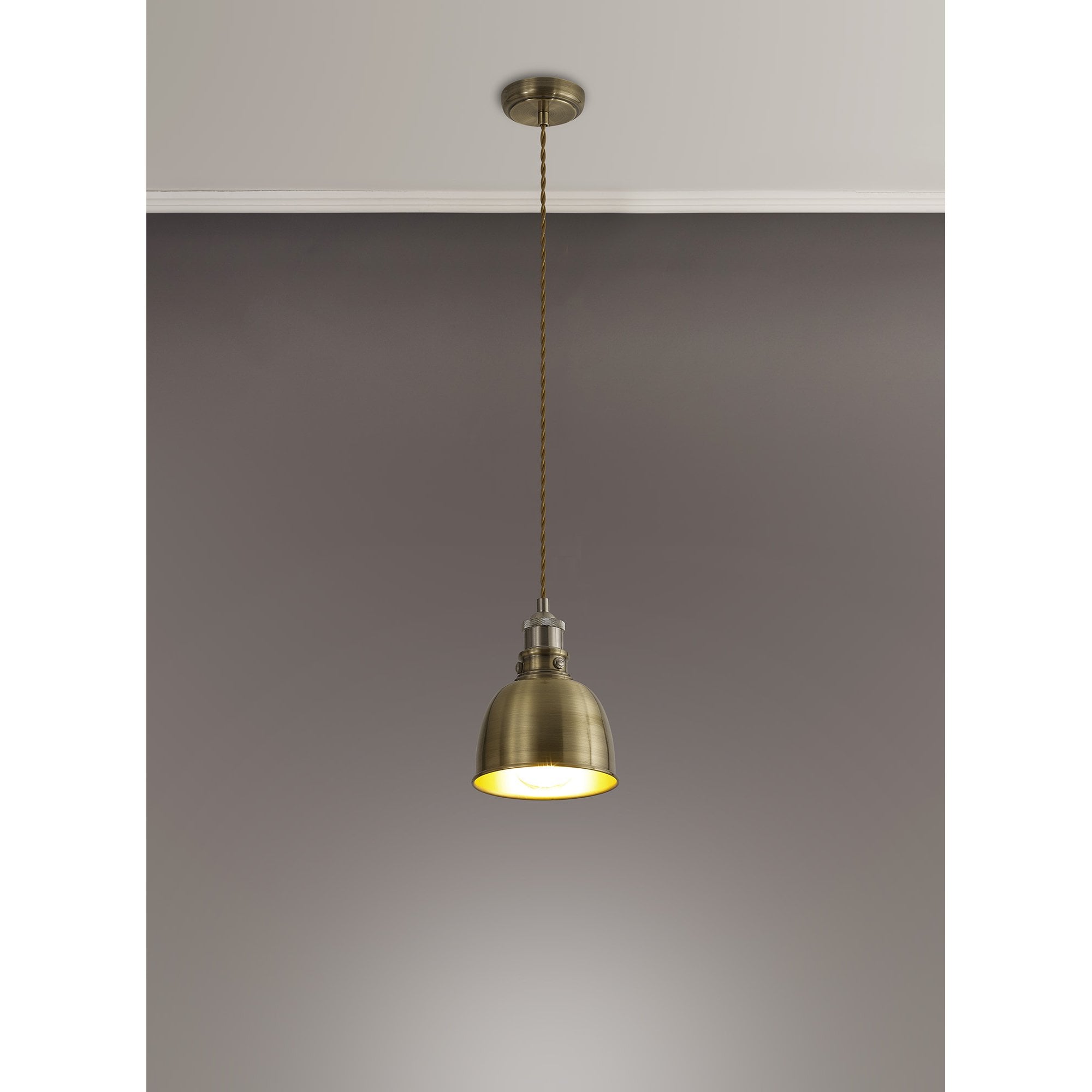 NL85369 Corfu 1 Light Small Pendant Antique Brass Satin Nickel