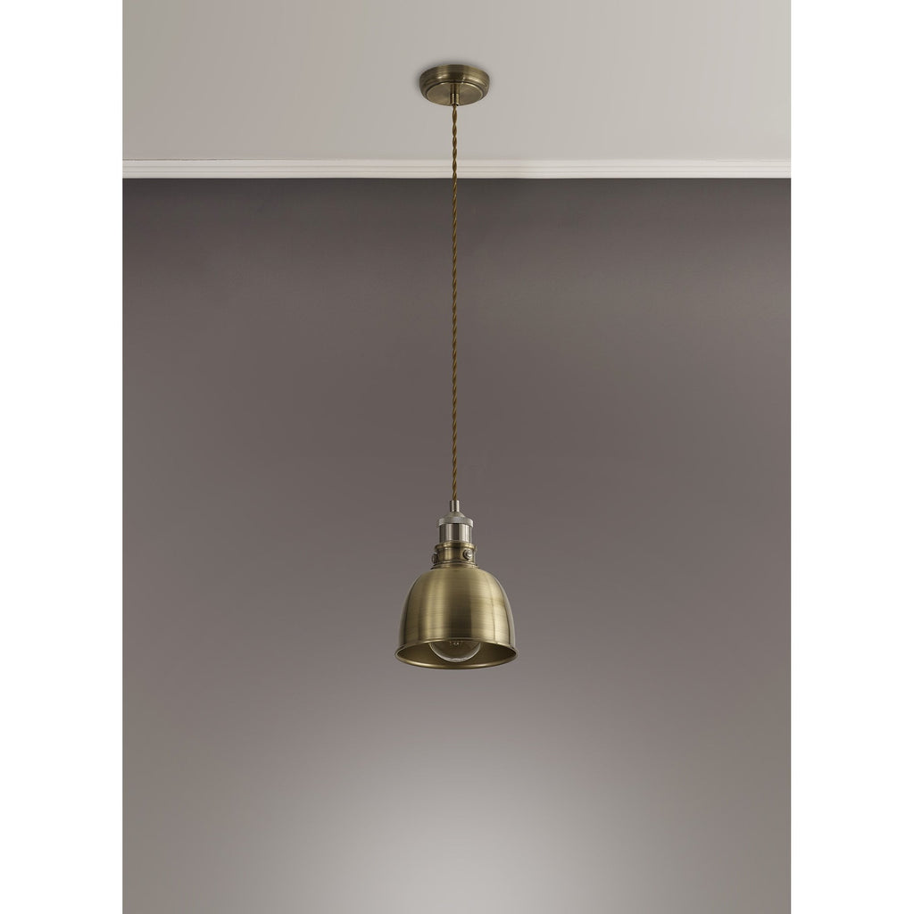 NL85369 Corfu 1 Light Small Pendant Antique Brass Satin Nickel