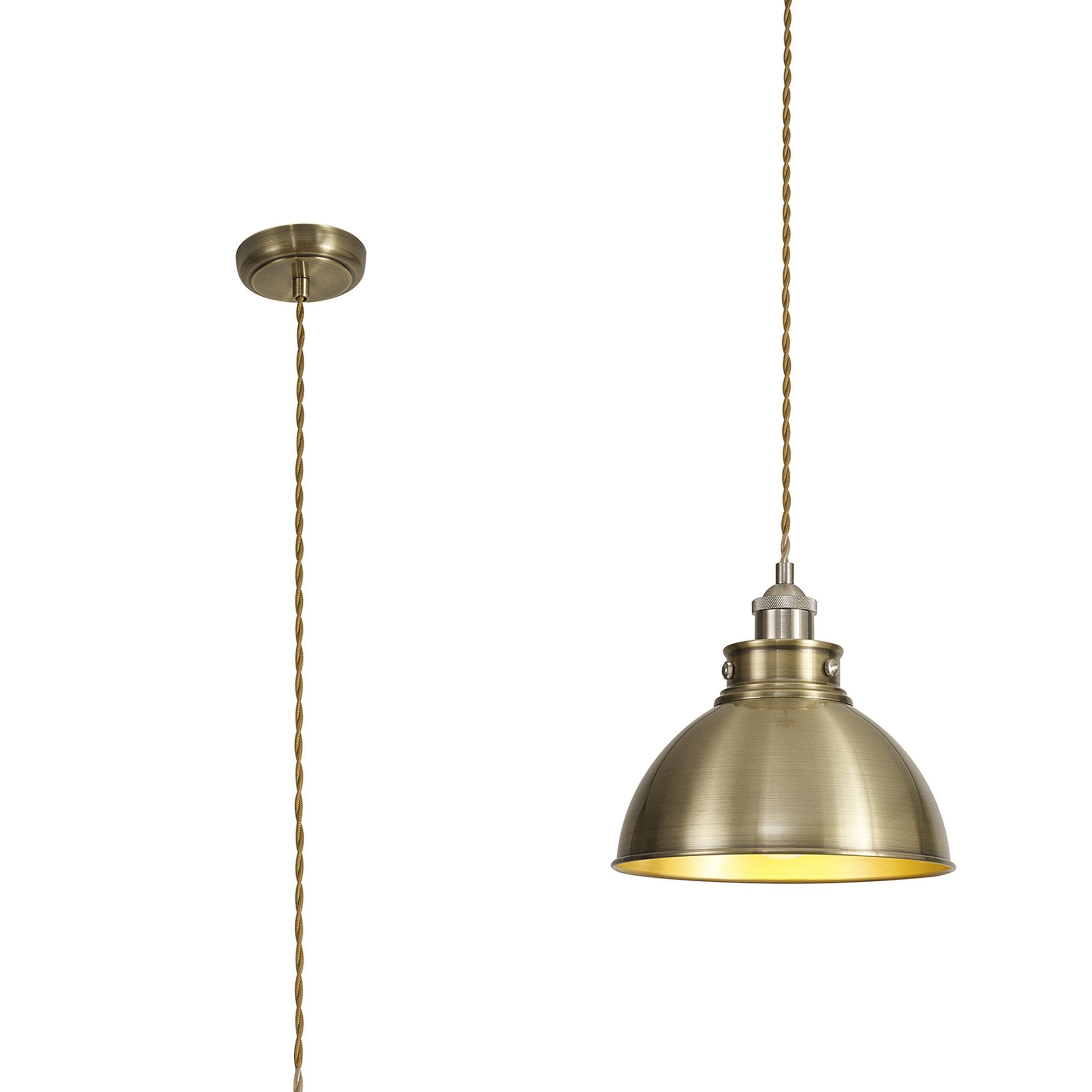 NL85379 Corfu 1 Light Medium Pendant Antique Brass Satin Nickel