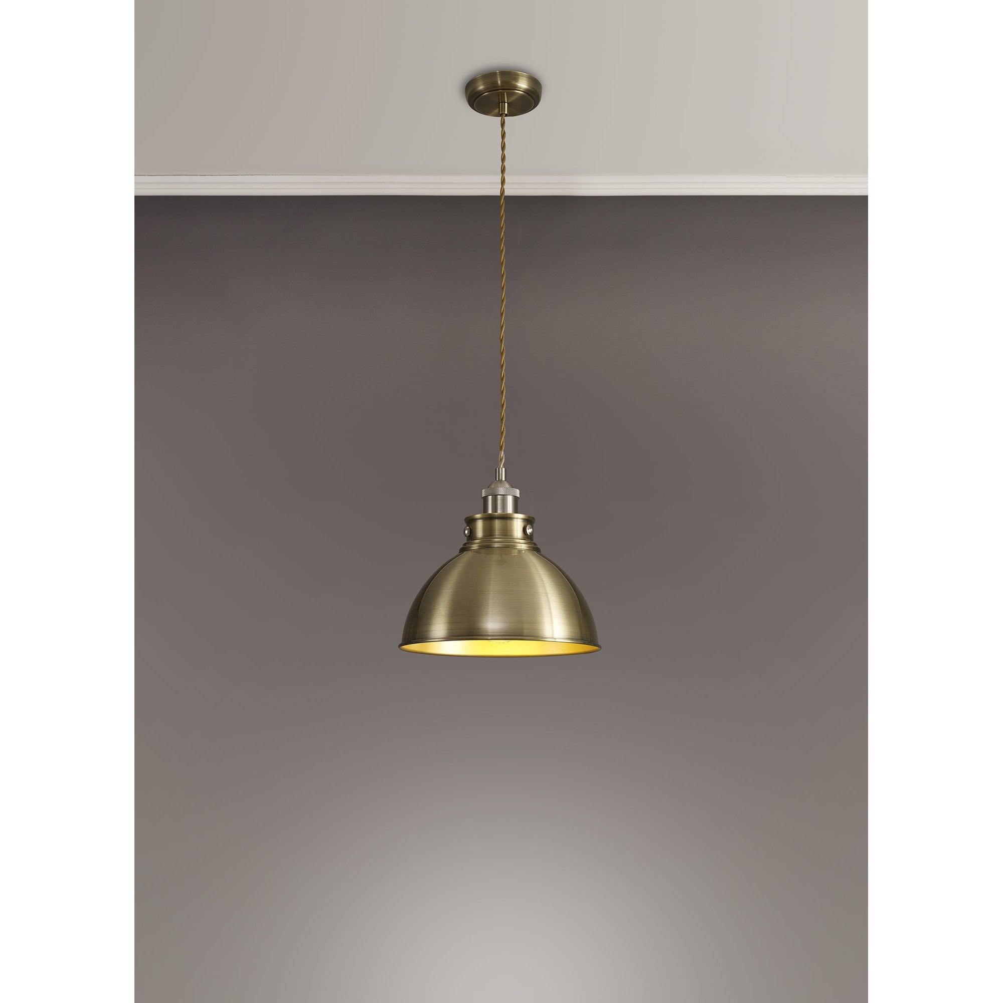 NL85379 Corfu 1 Light Medium Pendant Antique Brass Satin Nickel