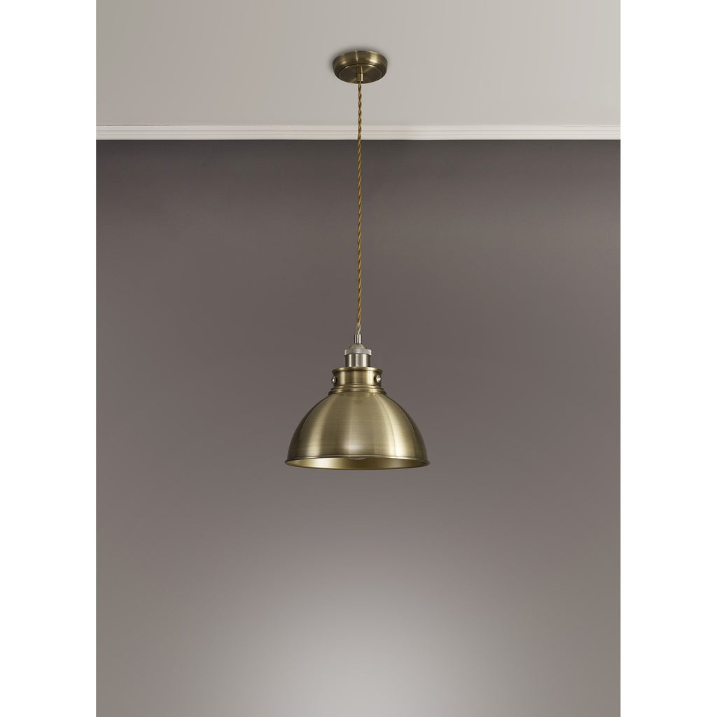NL85379 Corfu 1 Light Medium Pendant Antique Brass Satin Nickel