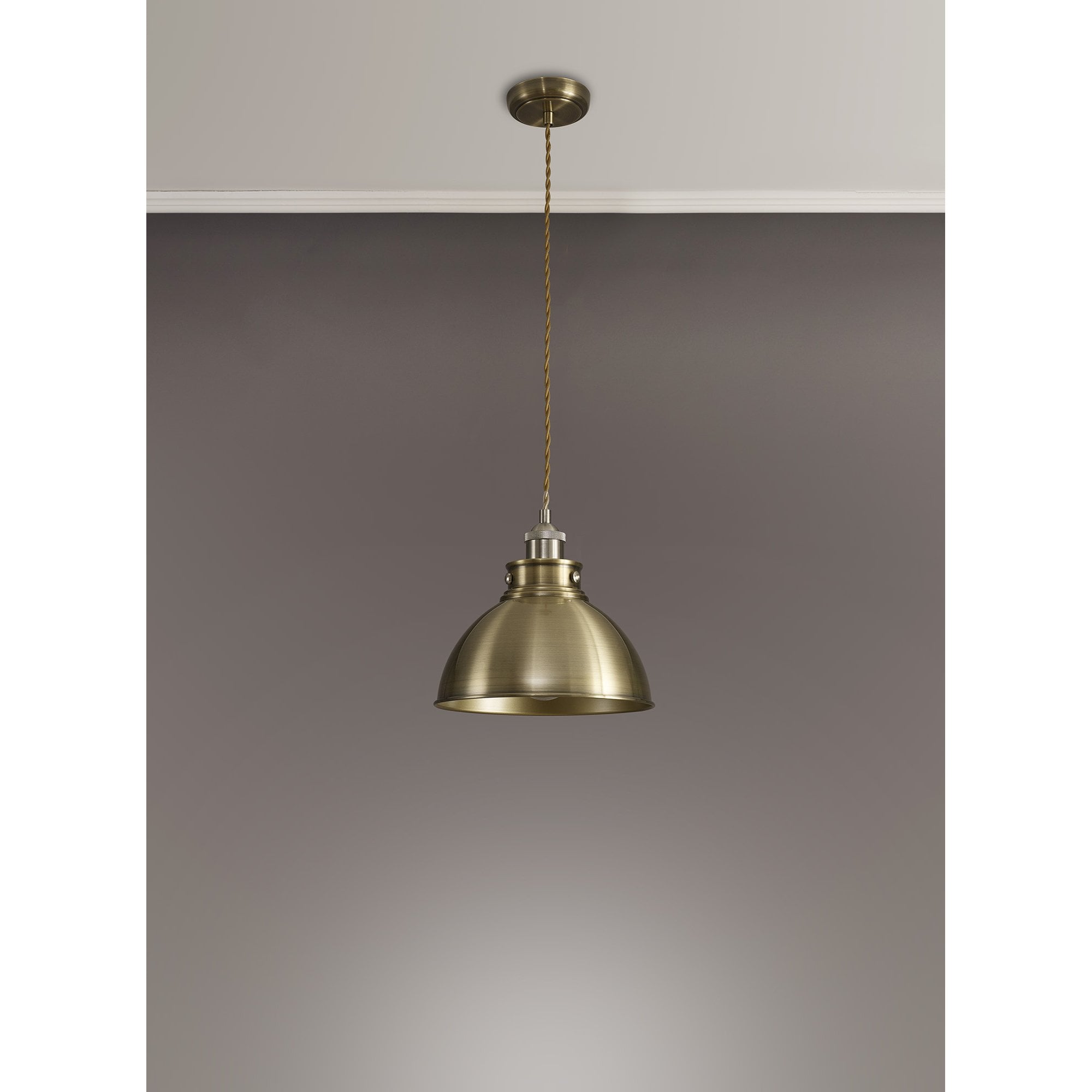 NL85379 Corfu 1 Light Medium Pendant Antique Brass Satin Nickel