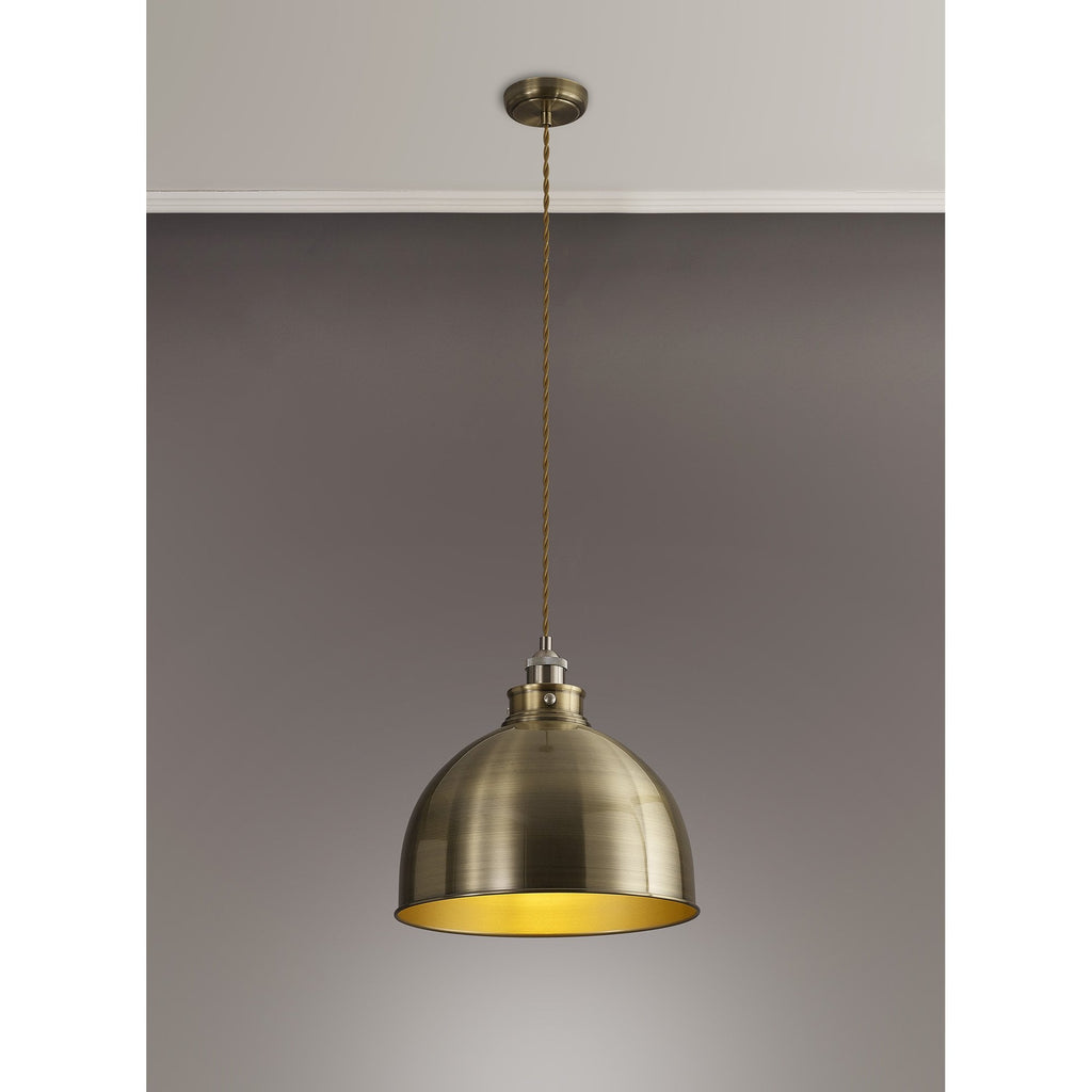 NL85389 Corfu 1 Light Large Pendant Antique Brass Satin Nickel