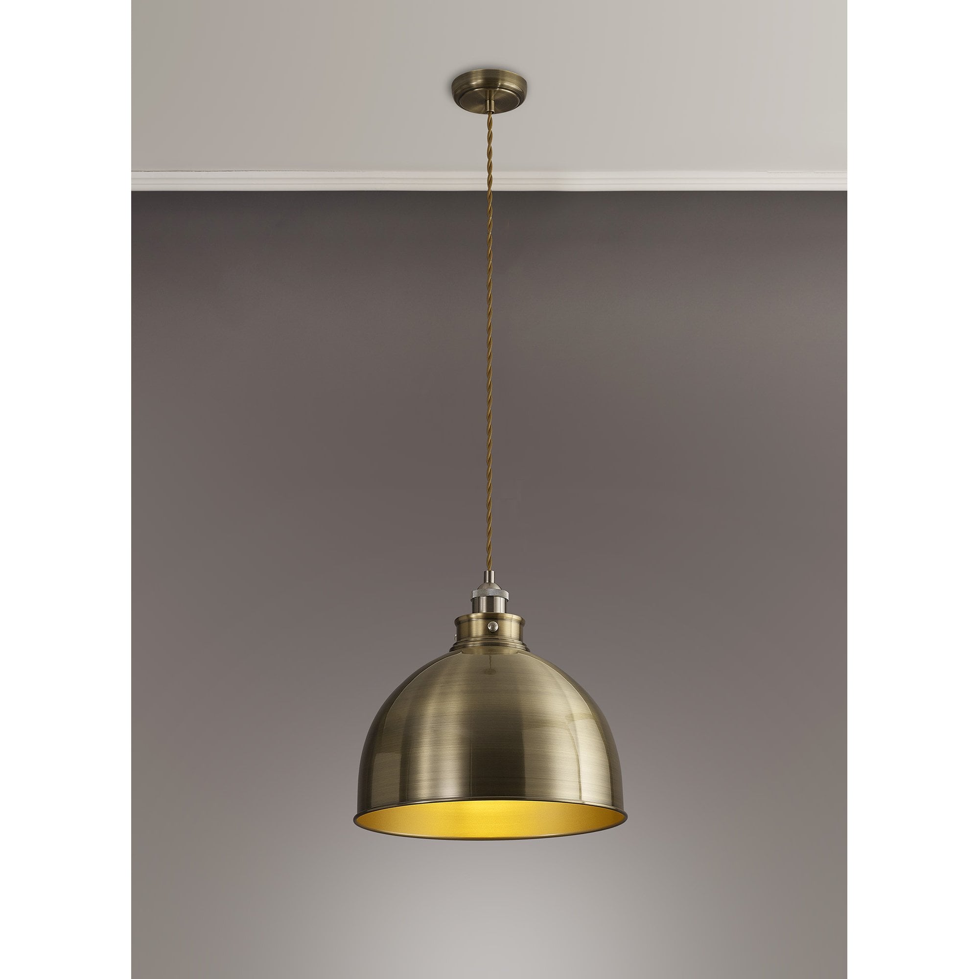 NL85389 Corfu 1 Light Large Pendant Antique Brass Satin Nickel