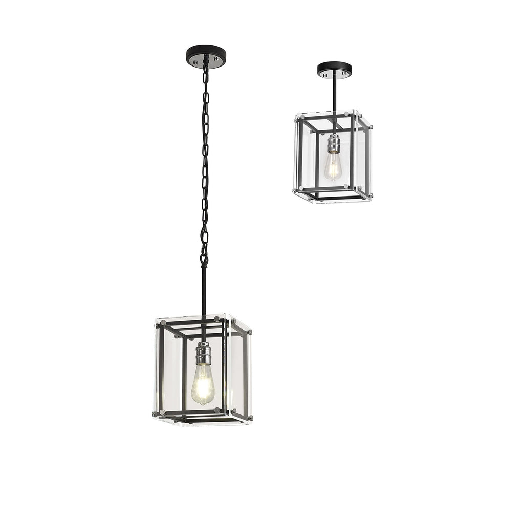 NL85789 Dalmer 1 Light Pendant Matt Black Chrome