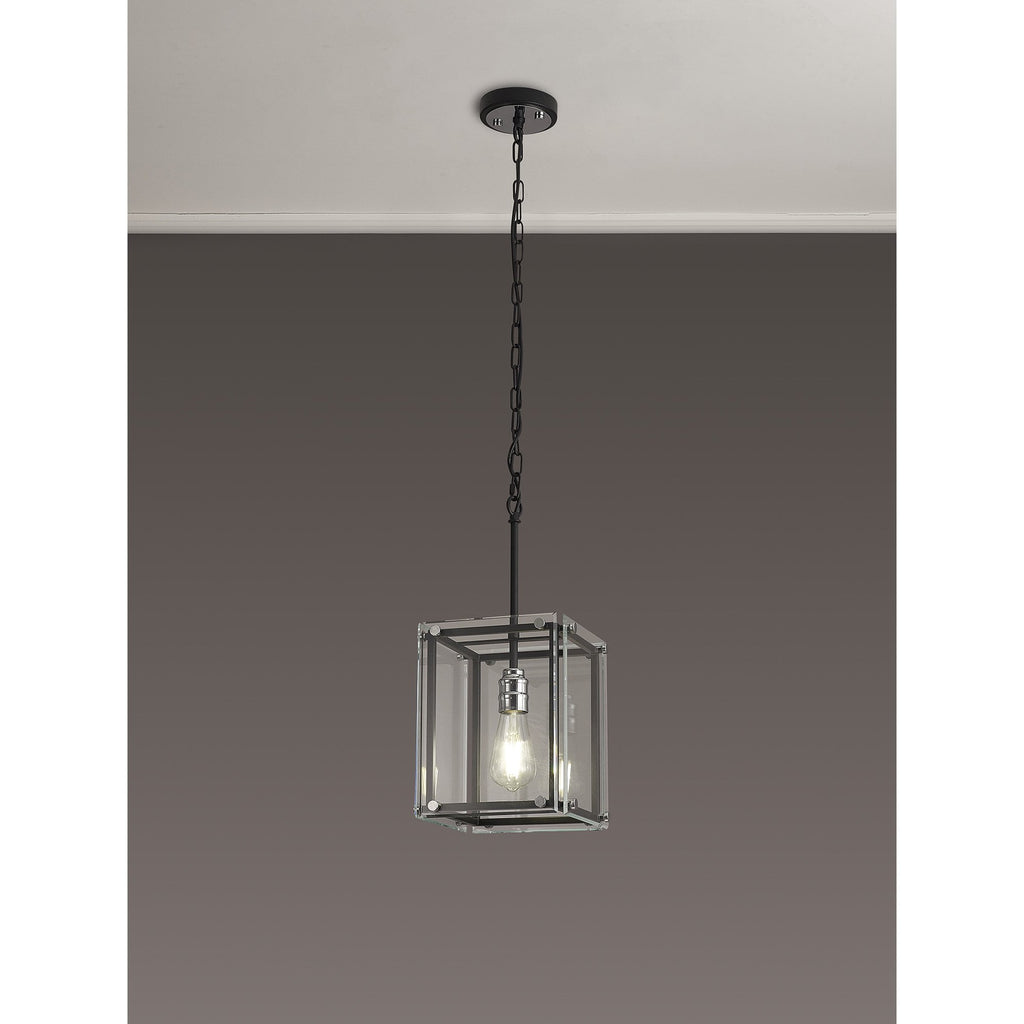NL85789 Dalmer 1 Light Pendant Matt Black Chrome
