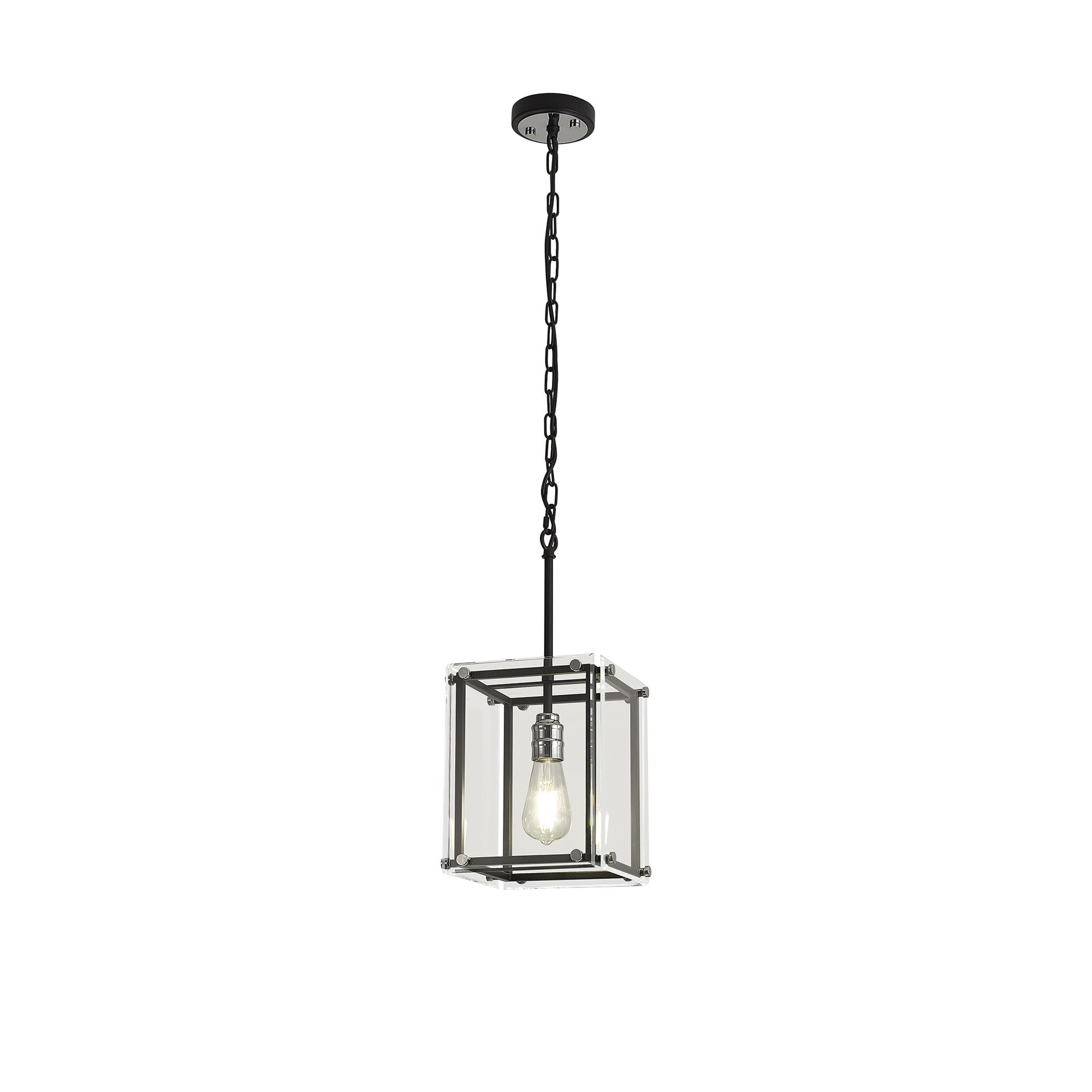 NL85789 Dalmer 1 Light Pendant Matt Black Chrome