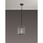 NL85789 Dalmer 1 Light Pendant Matt Black Chrome