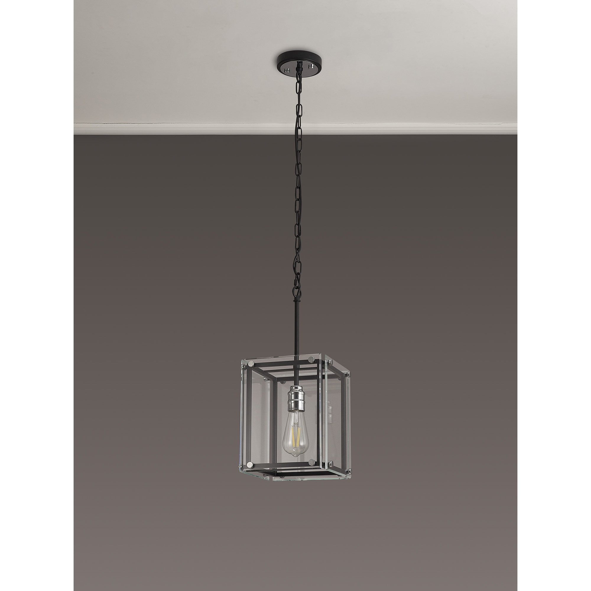 NL85789 Dalmer 1 Light Pendant Matt Black Chrome