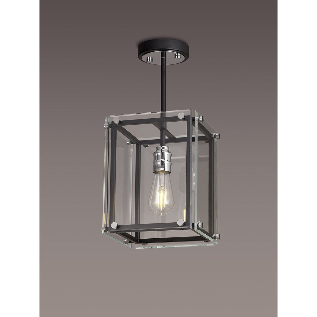 NL85789 Dalmer 1 Light Pendant Matt Black Chrome