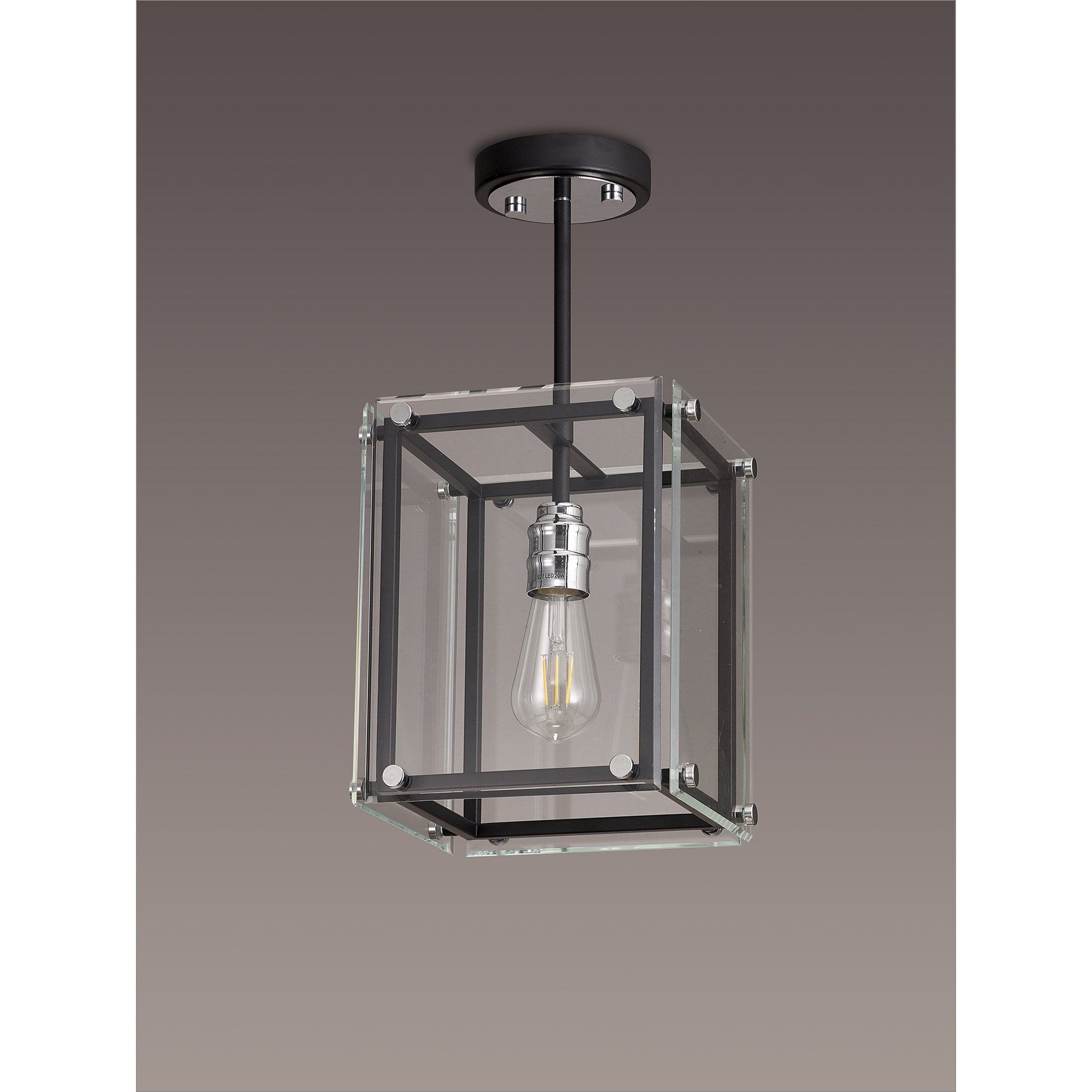 NL85789 Dalmer 1 Light Pendant Matt Black Chrome