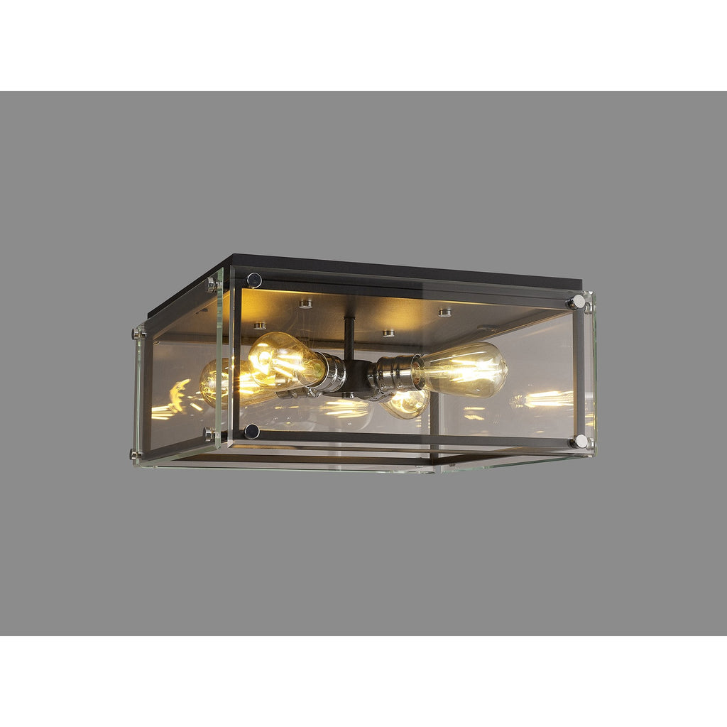 NL85809 Dalmer 4 Light Flush Ceiling Light Matt Black Chrome