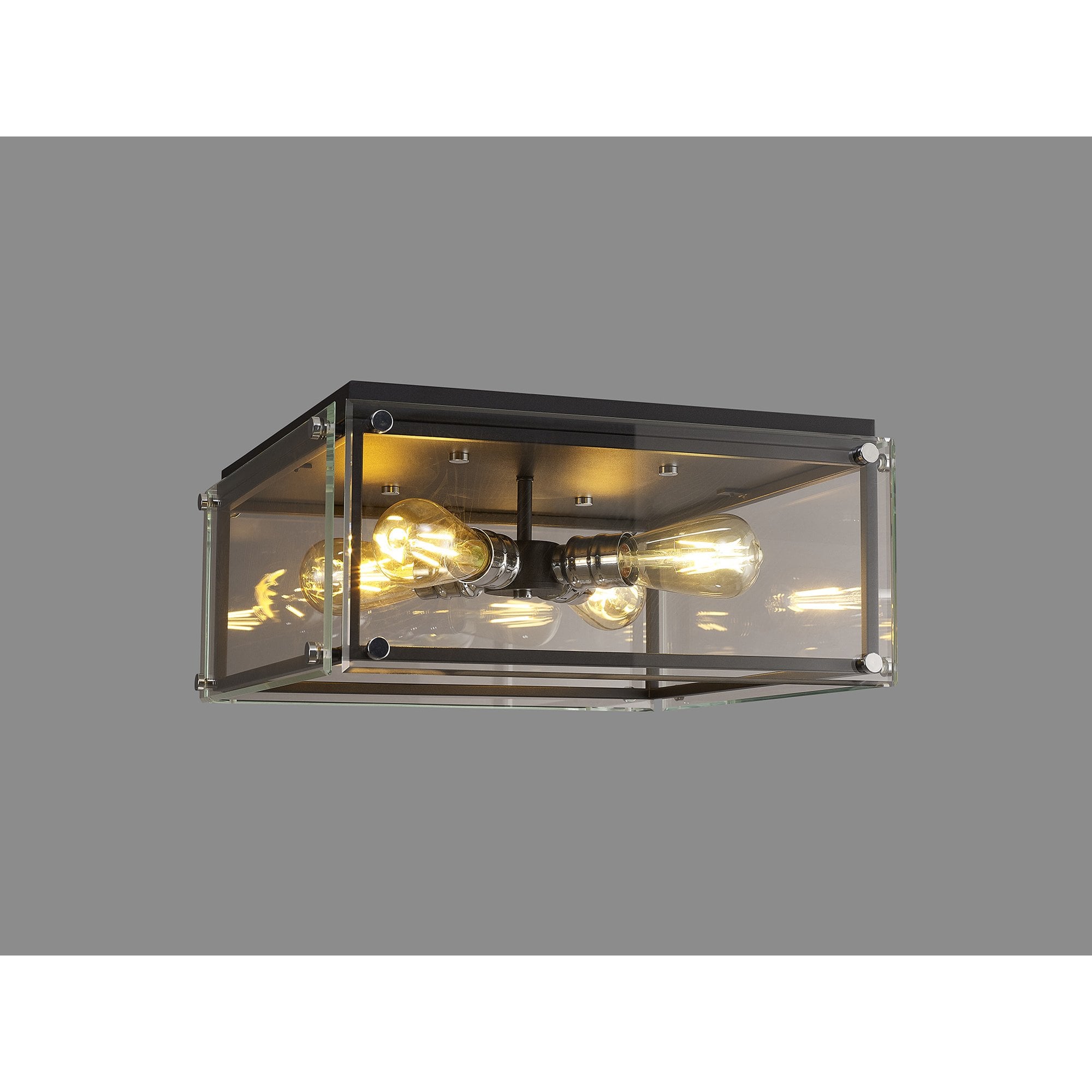 NL85809 Dalmer 4 Light Flush Ceiling Light Matt Black Chrome