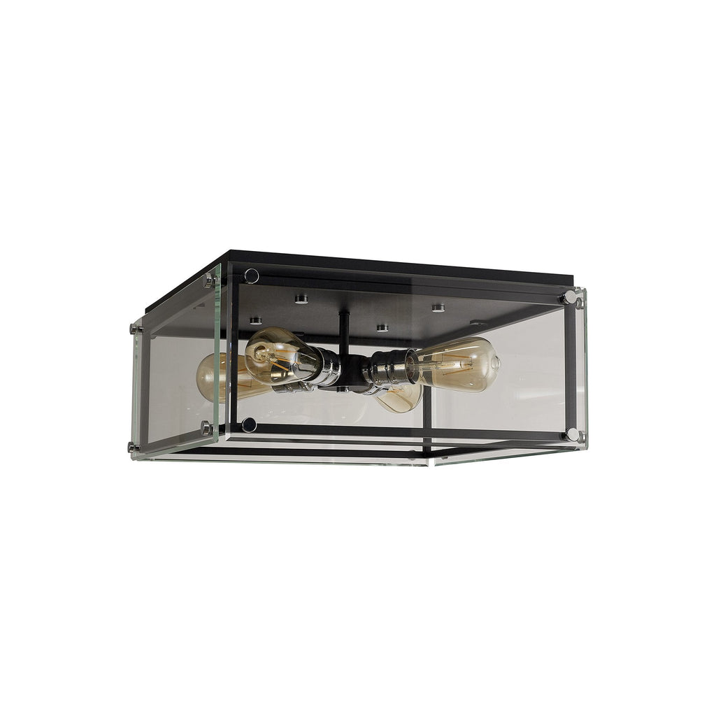 NL85809 Dalmer 4 Light Flush Ceiling Light Matt Black Chrome