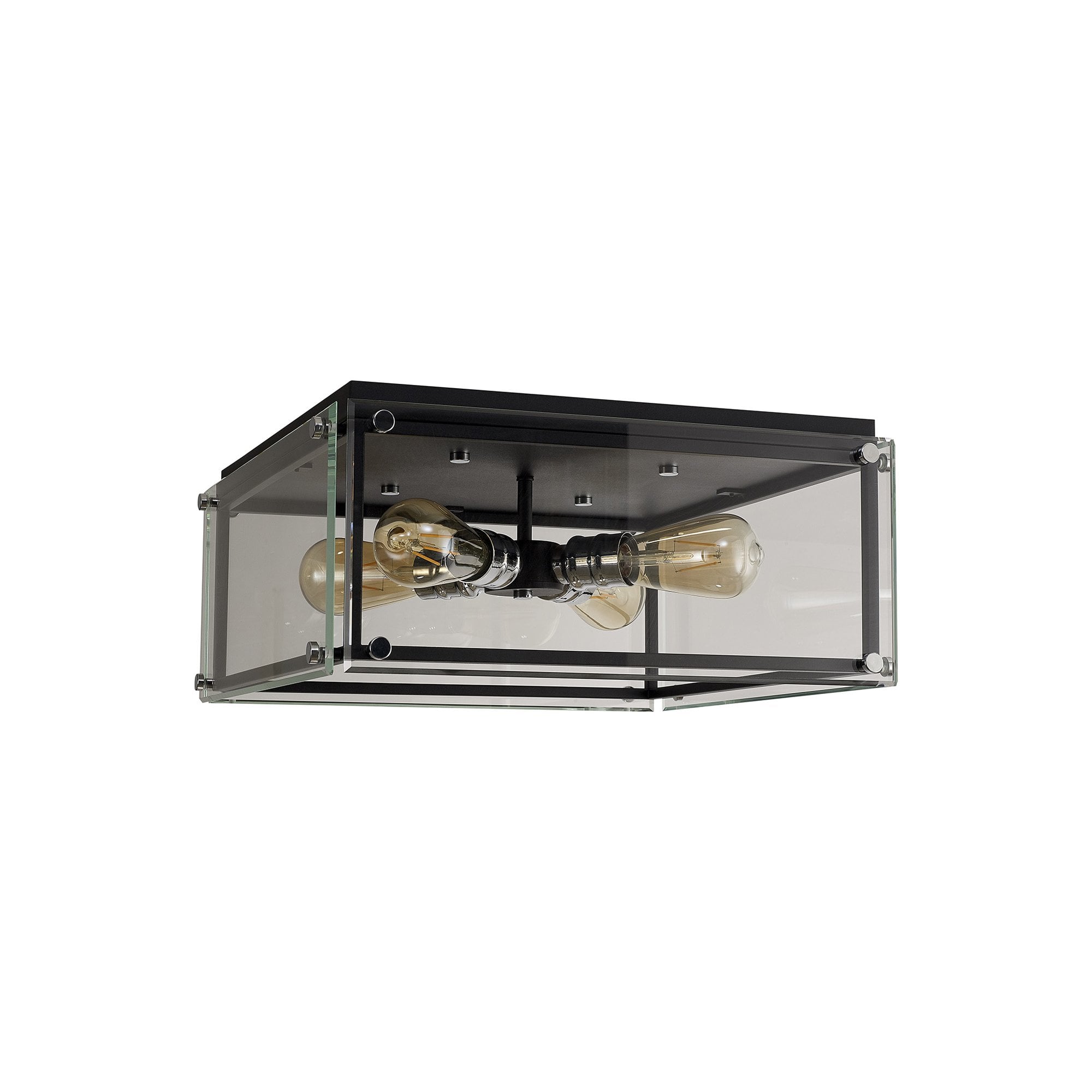 NL85809 Dalmer 4 Light Flush Ceiling Light Matt Black Chrome