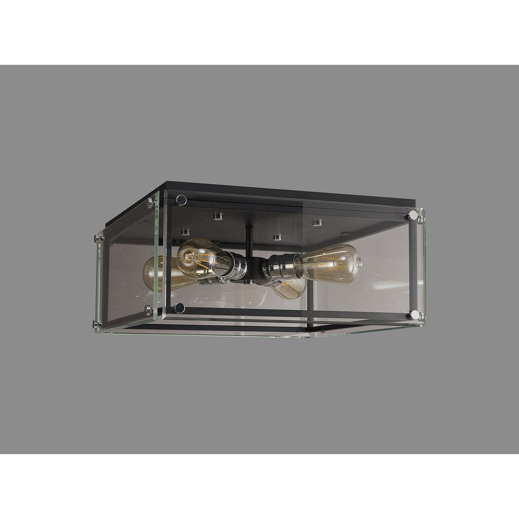 NL85809 Dalmer 4 Light Flush Ceiling Light Matt Black Chrome