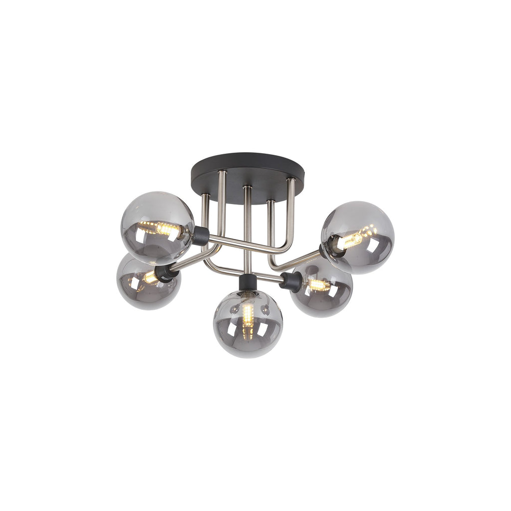 NL90819 Dublin 5 Light Flush Ceiling Light Graphite Satin Nickel