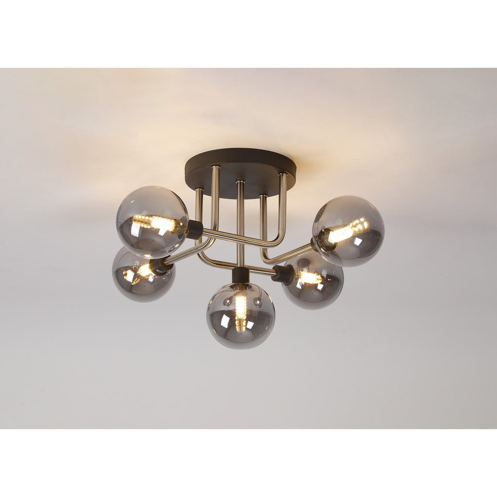 NL90819 Dublin 5 Light Flush Ceiling Light Graphite Satin Nickel