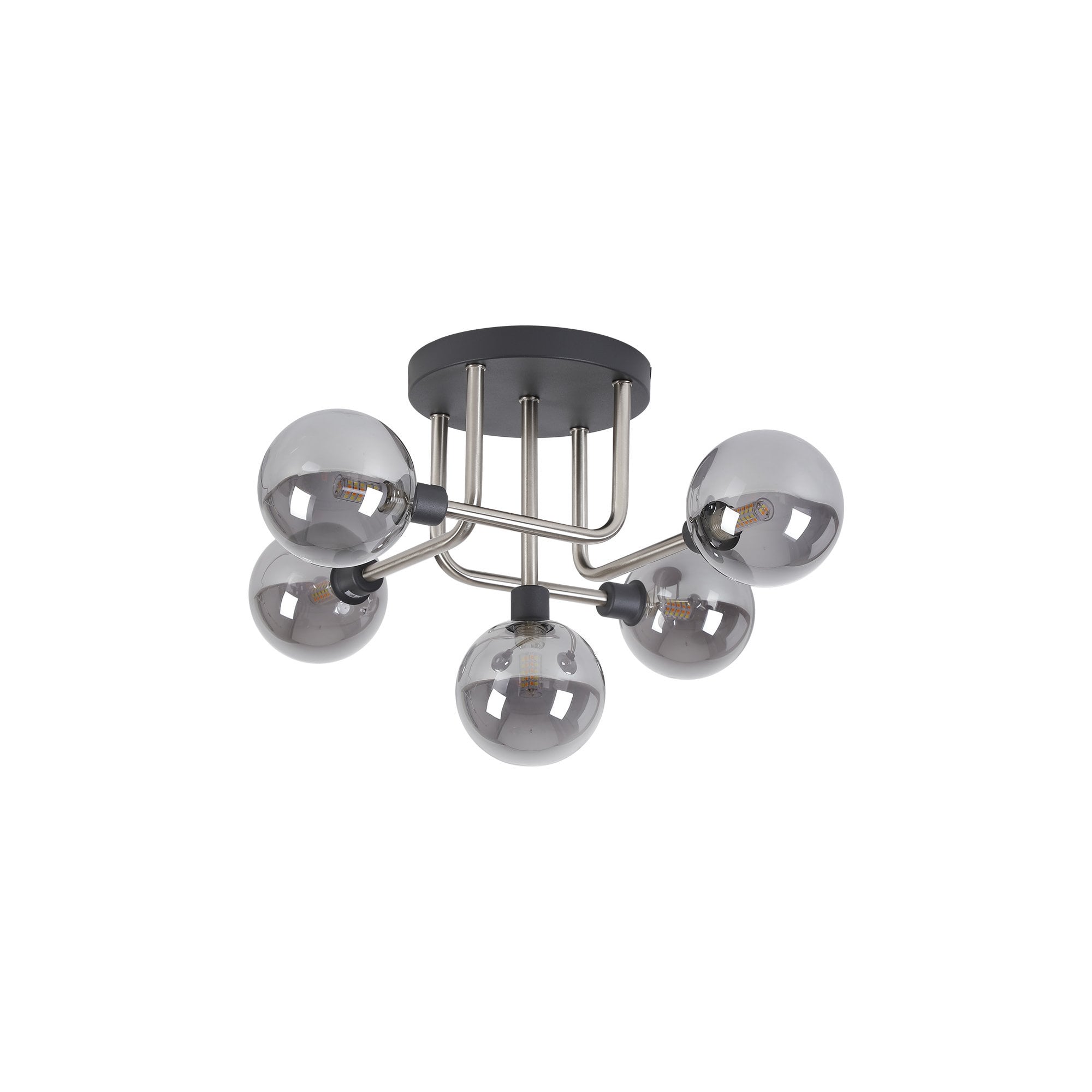 NL90819 Dublin 5 Light Flush Ceiling Light Graphite Satin Nickel