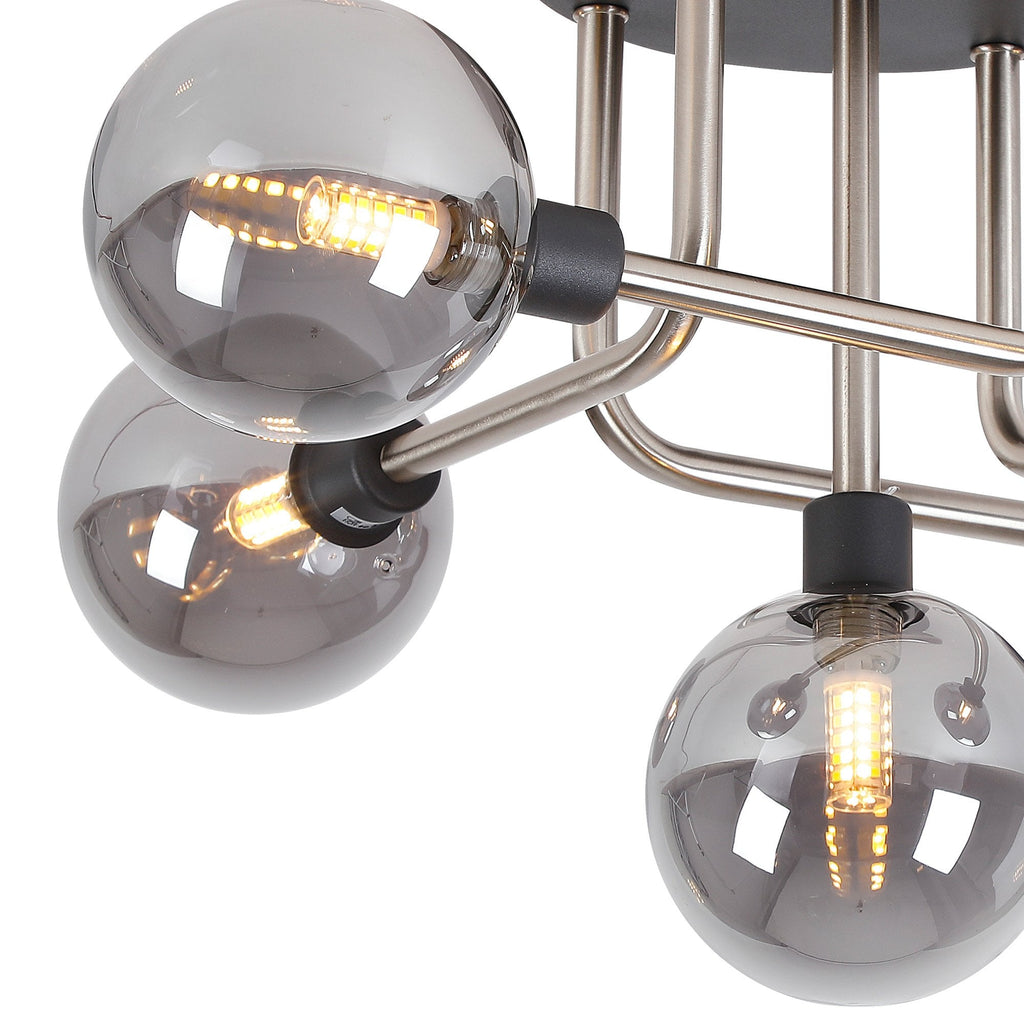 NL90819 Dublin 5 Light Flush Ceiling Light Graphite Satin Nickel