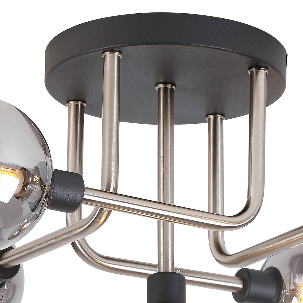 NL90819 Dublin 5 Light Flush Ceiling Light Graphite Satin Nickel