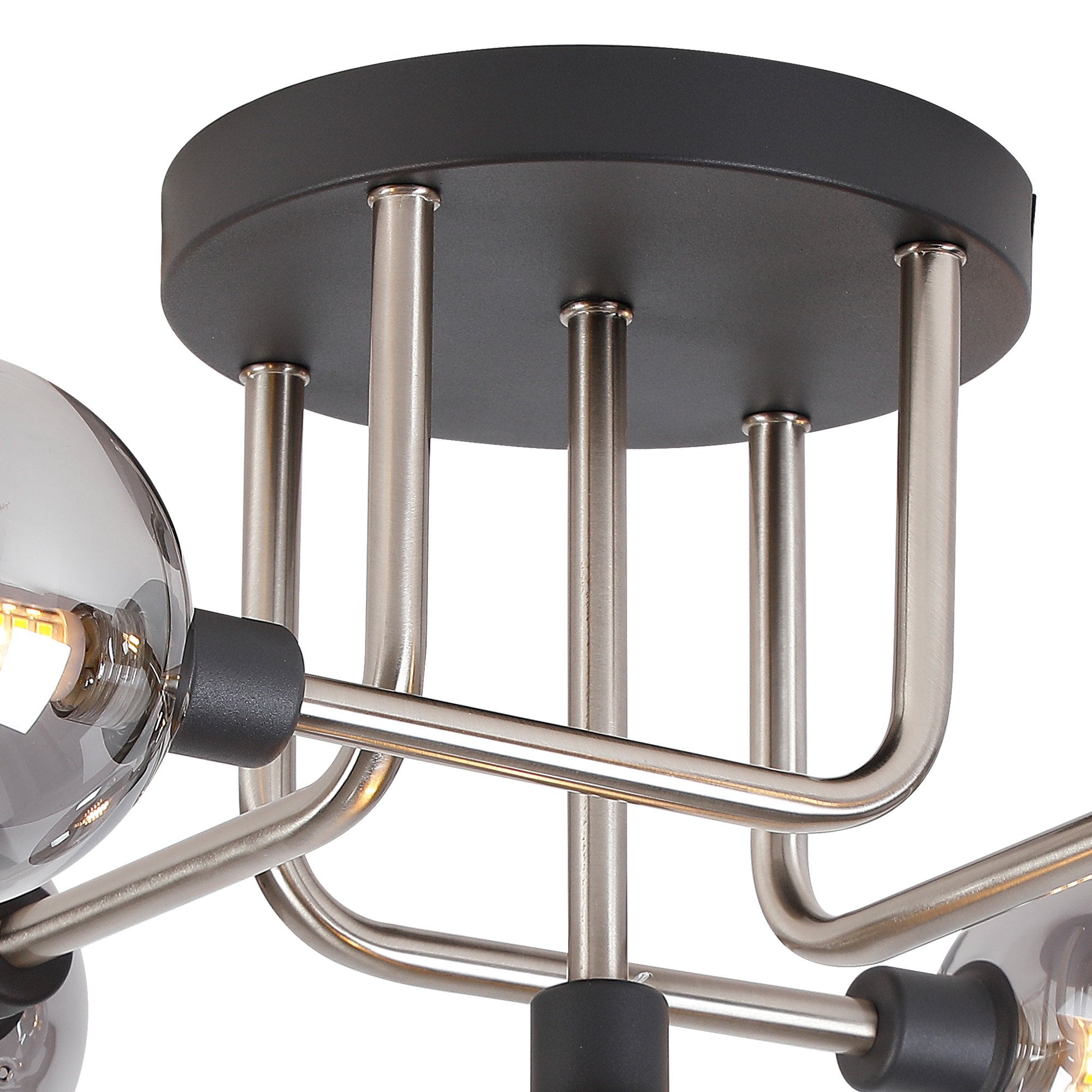 NL90819 Dublin 5 Light Flush Ceiling Light Graphite Satin Nickel