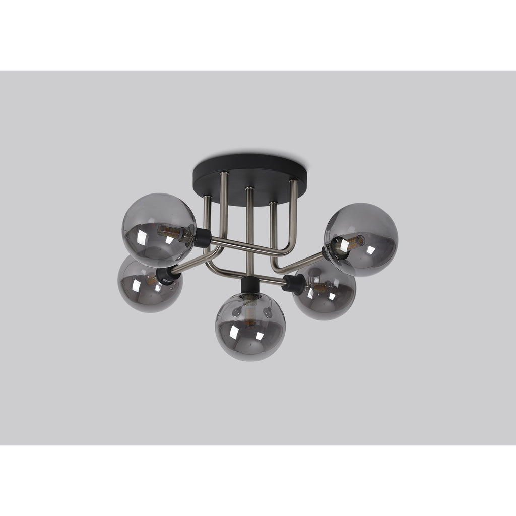 NL90819 Dublin 5 Light Flush Ceiling Light Graphite Satin Nickel
