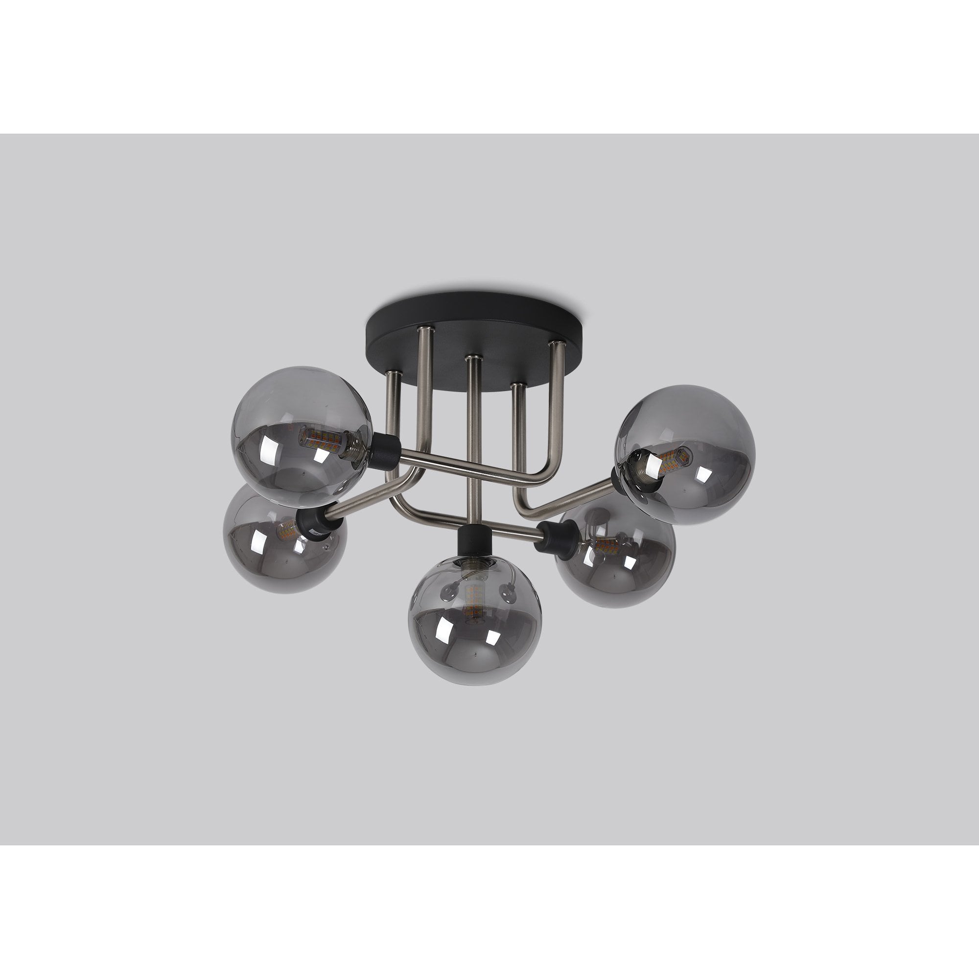 NL90819 Dublin 5 Light Flush Ceiling Light Graphite Satin Nickel