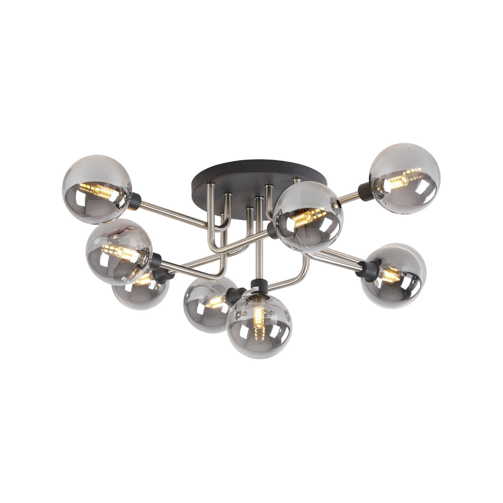NL90829 Dublin 9 Light Flush Ceiling Light Graphite Satin Nickel