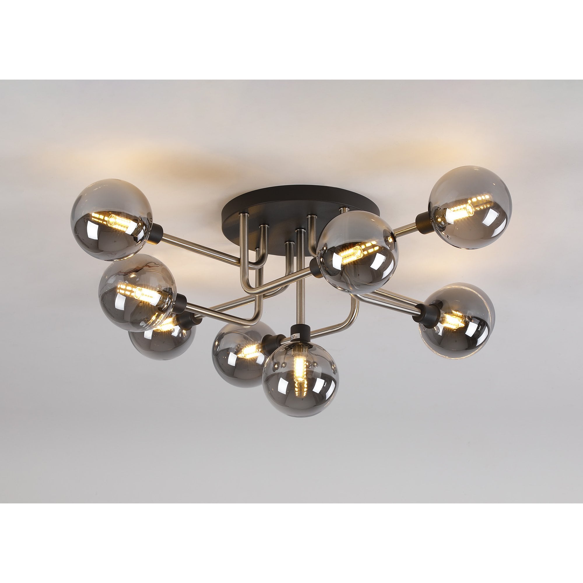 NL90829 Dublin 9 Light Flush Ceiling Light Graphite Satin Nickel