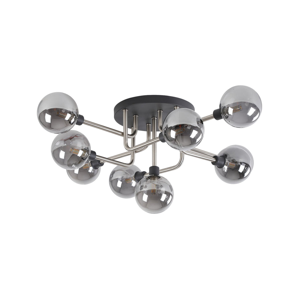 NL90829 Dublin 9 Light Flush Ceiling Light Graphite Satin Nickel