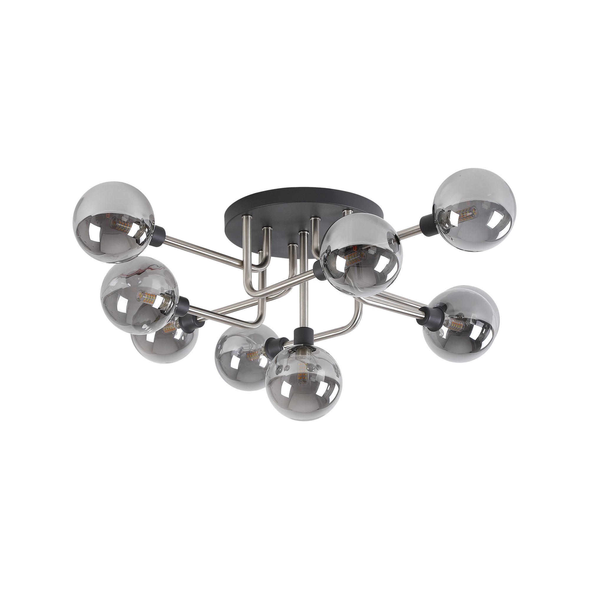 NL90829 Dublin 9 Light Flush Ceiling Light Graphite Satin Nickel