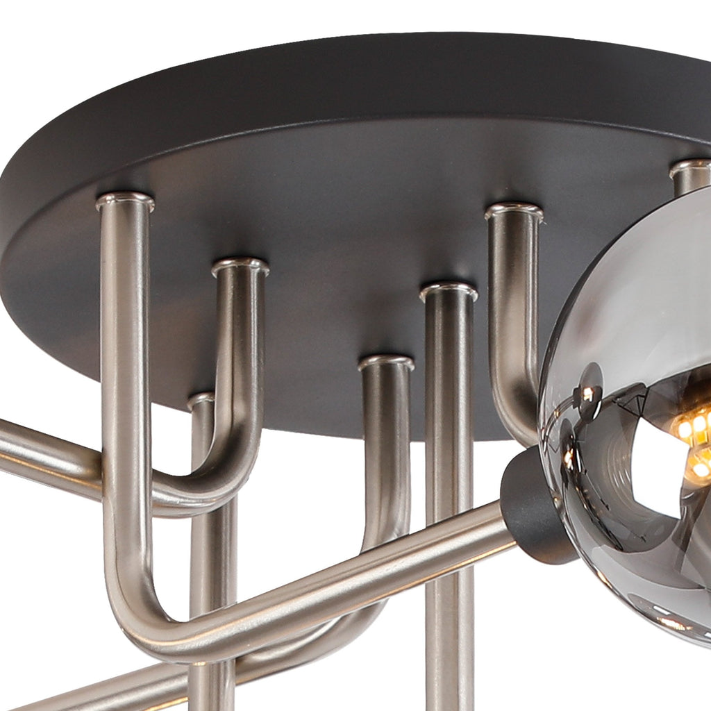 NL90829 Dublin 9 Light Flush Ceiling Light Graphite Satin Nickel