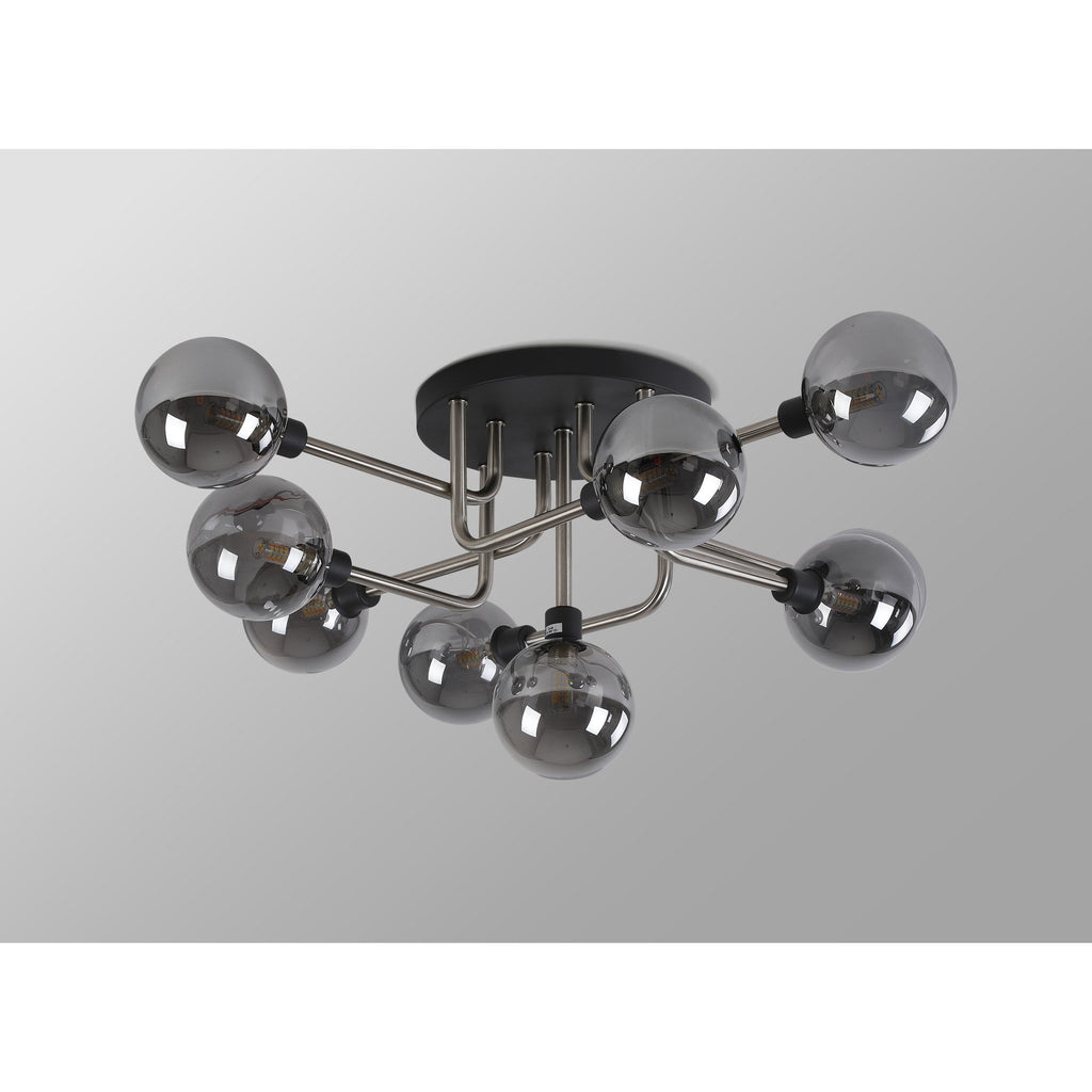 NL90829 Dublin 9 Light Flush Ceiling Light Graphite Satin Nickel