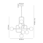 NL90839 Dublin 12 Light Pendant Graphite Satin Nickel
