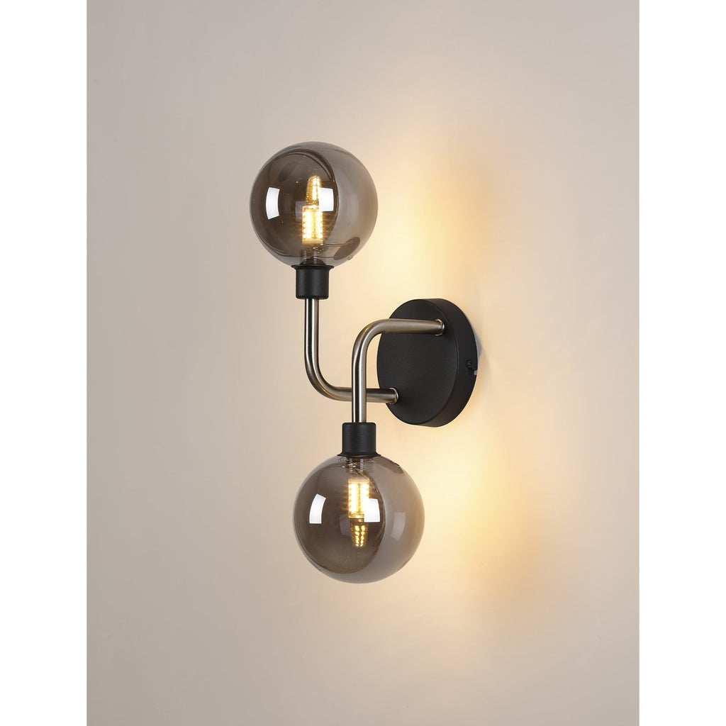 NL90849 Dublin 2 Light Wall Light Graphite Satin Nickel