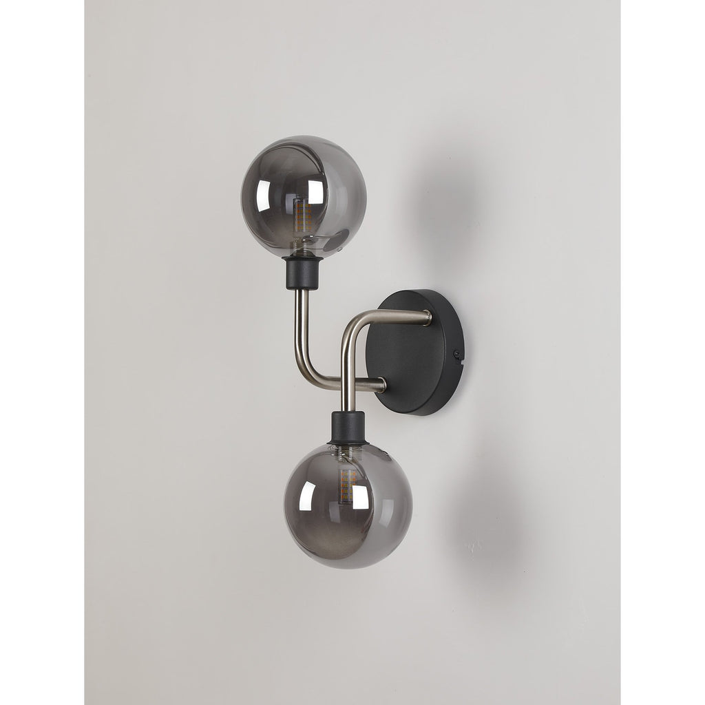 NL90849 Dublin 2 Light Wall Light Graphite Satin Nickel
