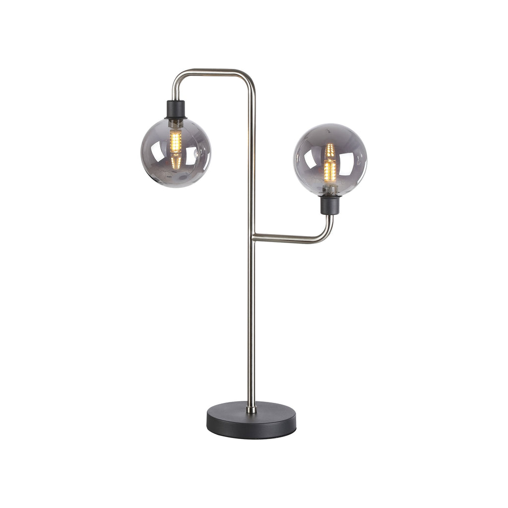NL90859 Dublin 2 Light Table Lamp Graphite Satin Nickel