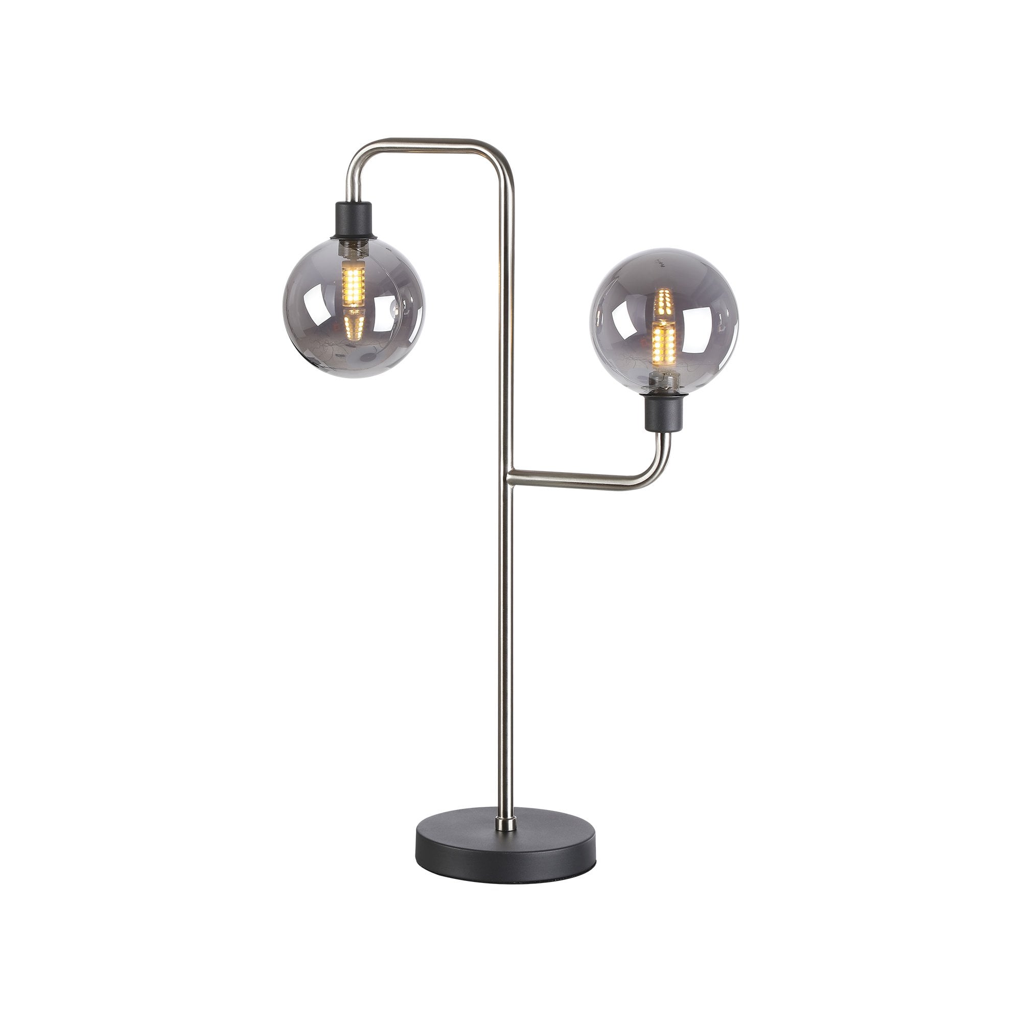 NL90859 Dublin 2 Light Table Lamp Graphite Satin Nickel