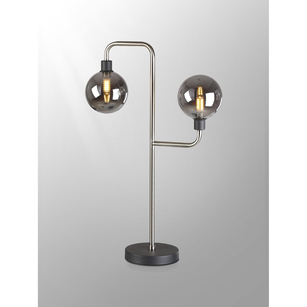 NL90859 Dublin 2 Light Table Lamp Graphite Satin Nickel