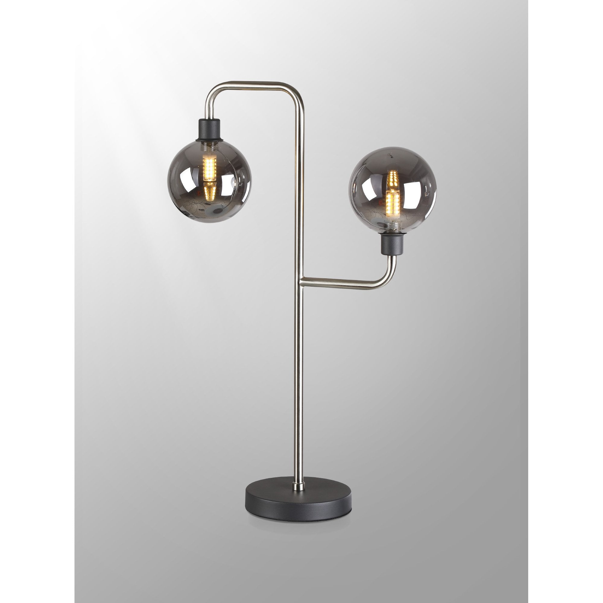 NL90859 Dublin 2 Light Table Lamp Graphite Satin Nickel